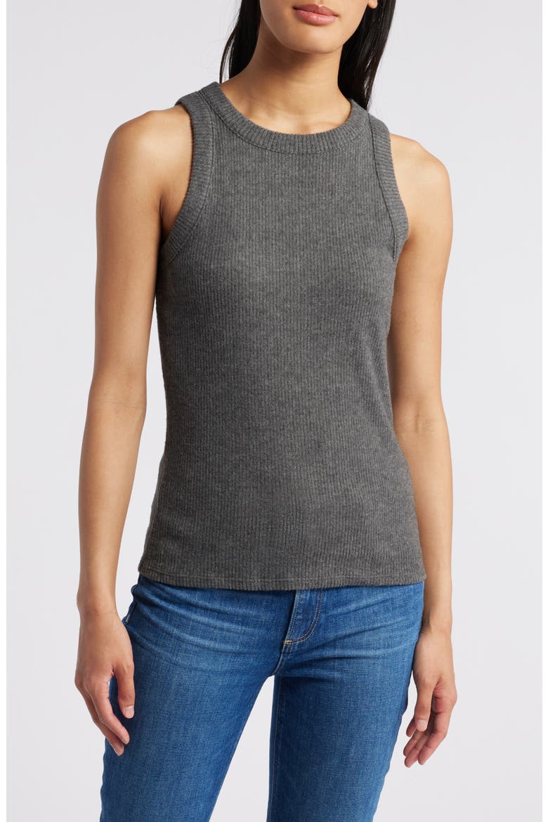 Rib Tank & Shrug Set, Alternate, color, CHARCOAL