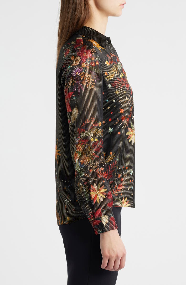 Elie Tahari The Madeline Silk Blend Button-Up Shirt, Alternate, color, Rhinestone Floral