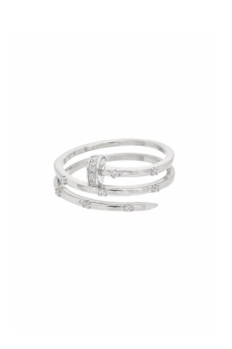 Cubic Zirconia Wraparound Wring, Main, color, WHITE GOLD