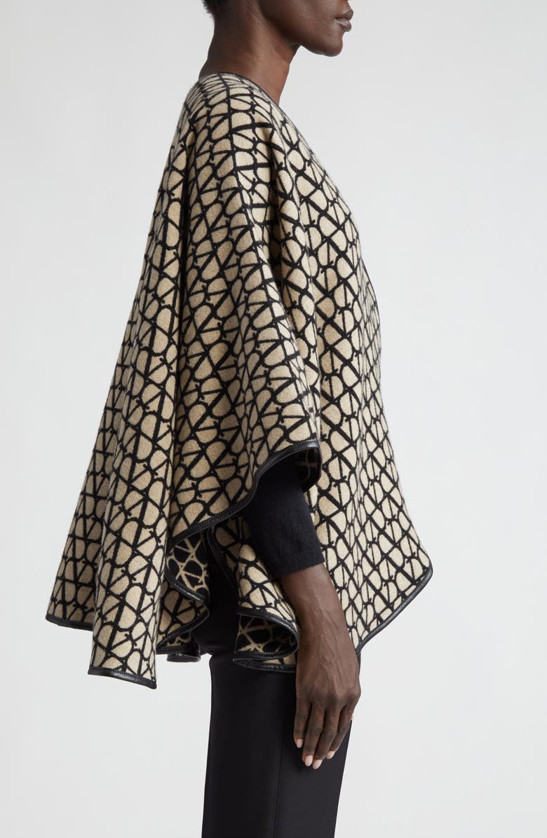 Valentino Garavani VLOGO Toile Iconographe Virgin Wool & Cashmere Cape, Alternate, color,