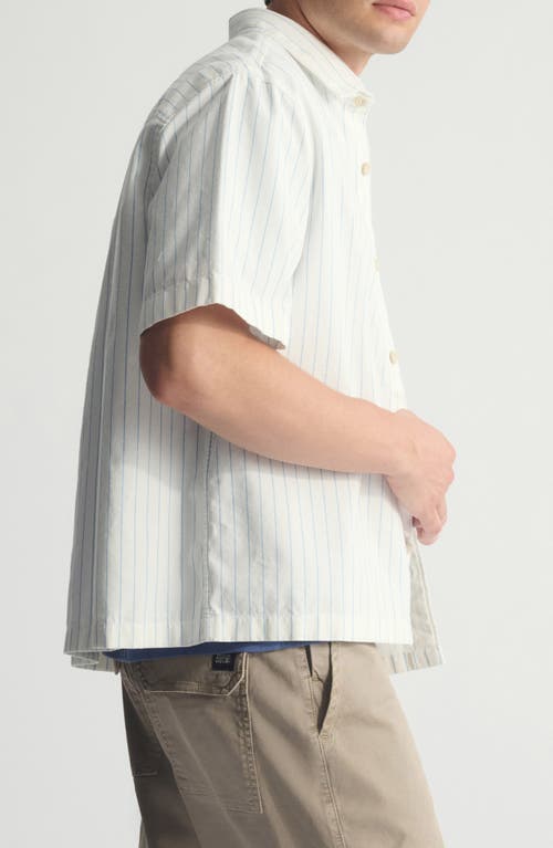 Brooklyn Industries Stripe Short Sleeve Cotton Button-up Shirt In White