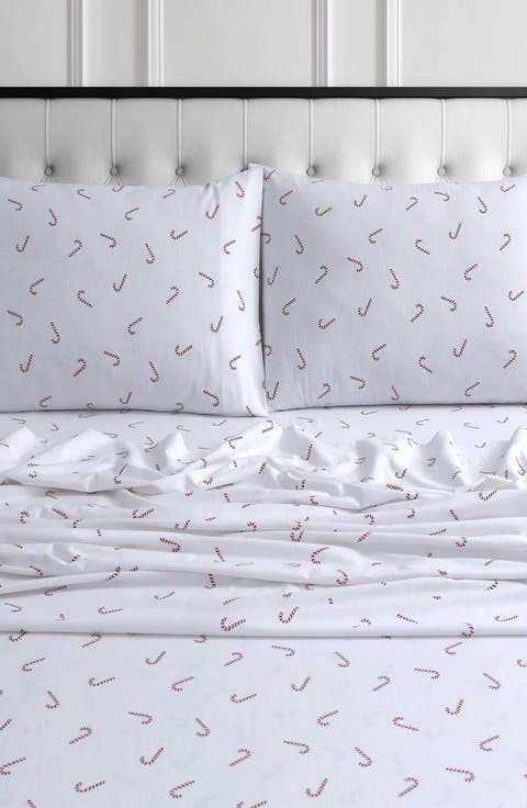 Candy Cane Cotton Flannel Sheet Set