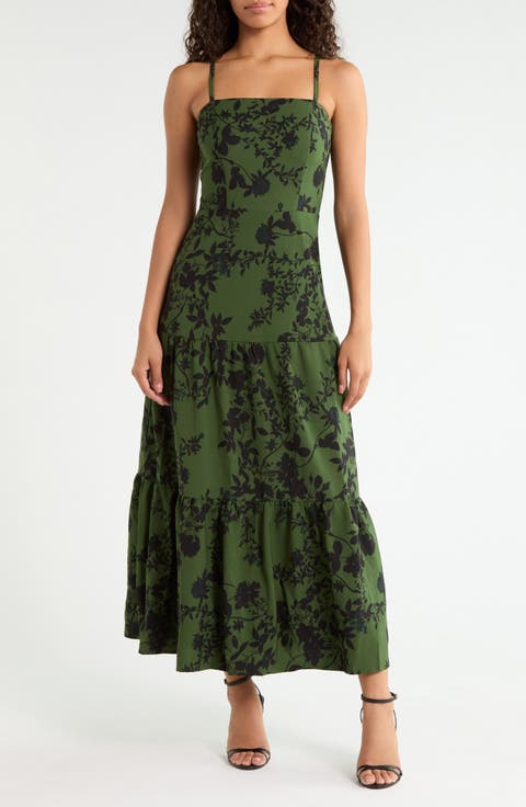 Tindrie Floral Alvis Tiered Maxi Dress