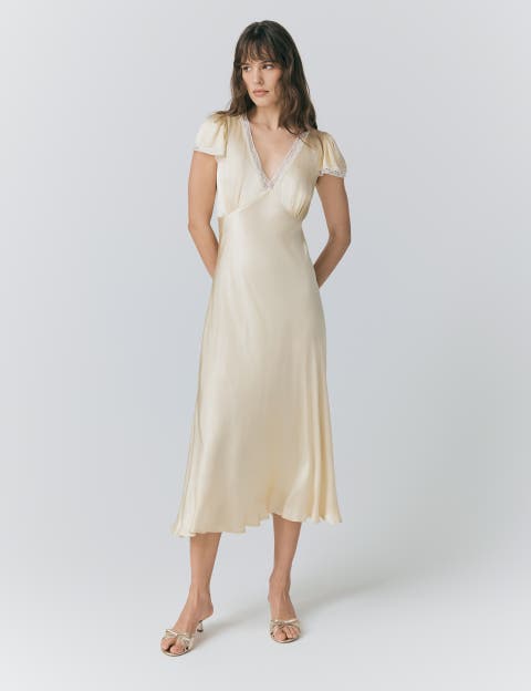 Lillie Lace Trim Satin Dress
