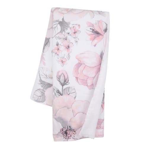 Lambs & Ivy Botanical Baby Watercolor Floral Fleece Baby Blanket In Pink