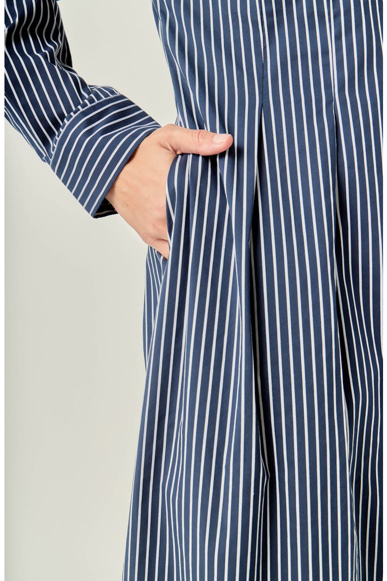 Striped Origami Long Sleeve Midi Dress, Alternate, color, NAVY