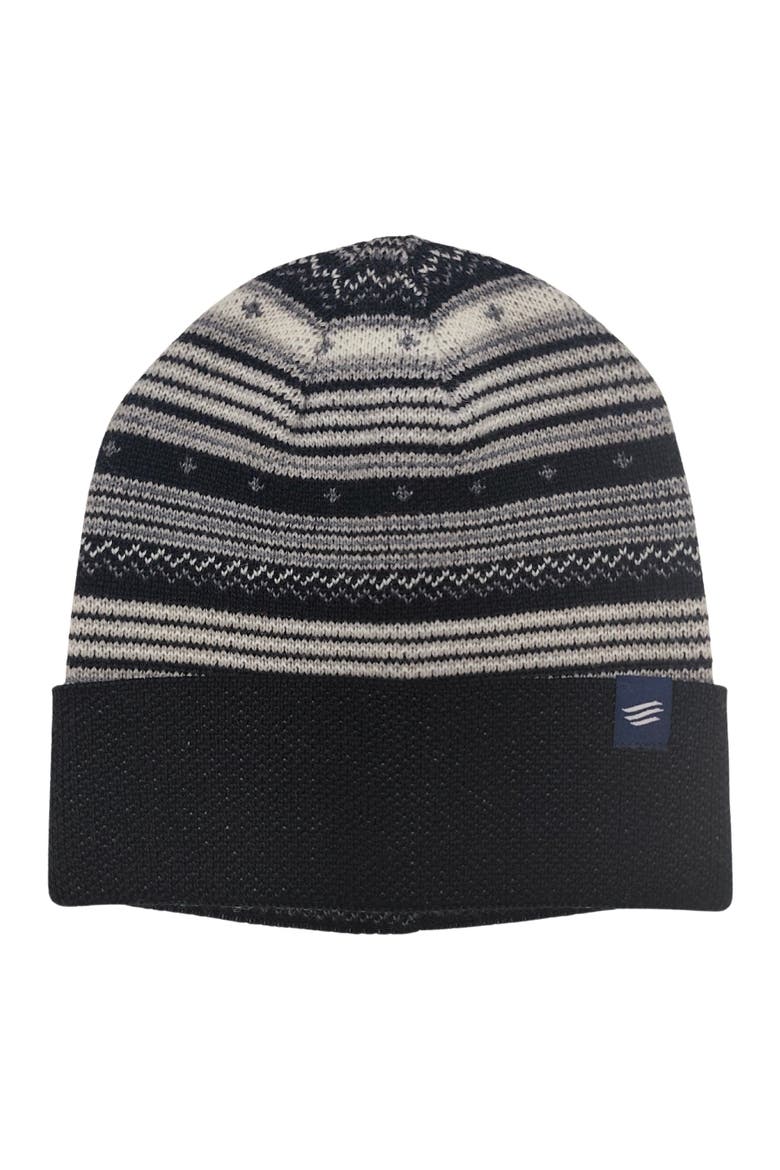 Merino Wool Modern Fair Isle Knit Beanie, Main, color, Black