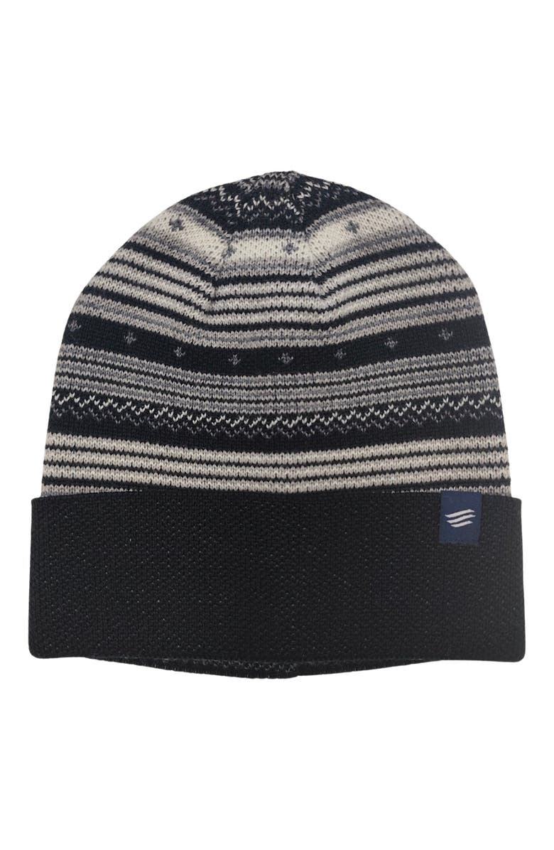 United By Blue Merino Wool Modern Fair Isle Knit Beanie, Main, color, Black