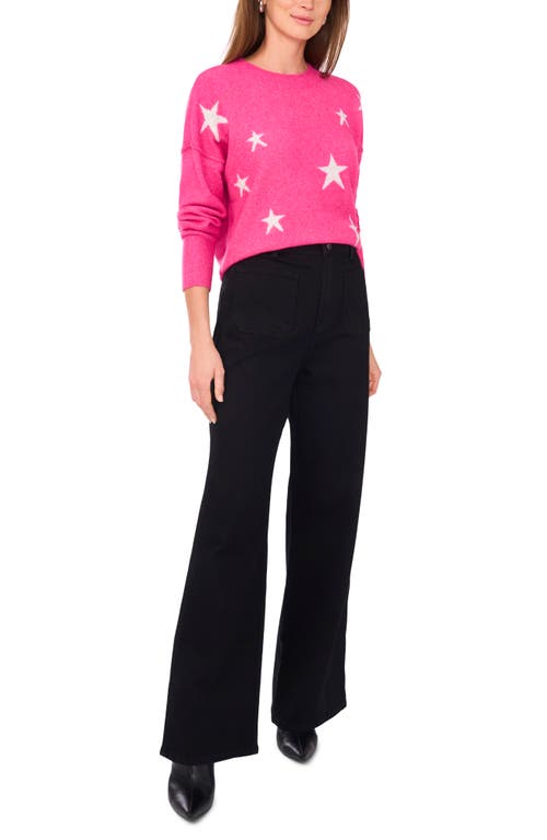 Vince Camuto Star Crewneck Sweater In Pink