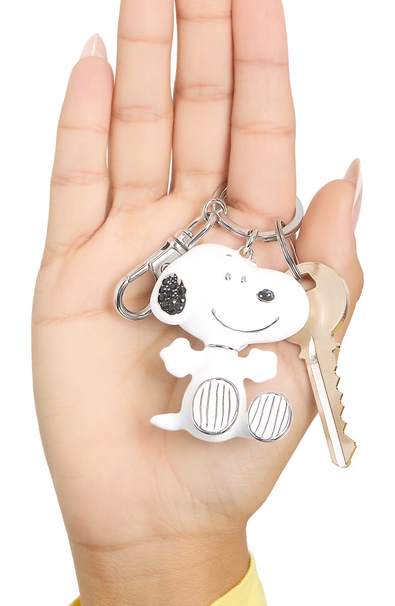 PEANUTS Snoopy Keychain, Silver-Tone Enamel Bag Charm, Alternate, color, White, Silver Tone