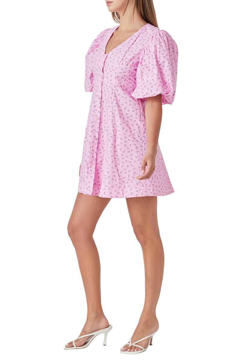 Endless Rose Floral Puff Sleeve Minidress, Alternate, color, Lilac