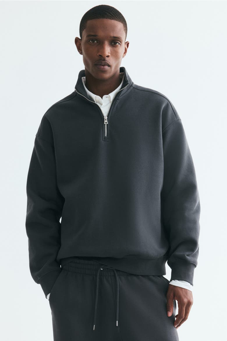 Loose Fit Zip-top Sweatshirt, Main, color, Dark gray