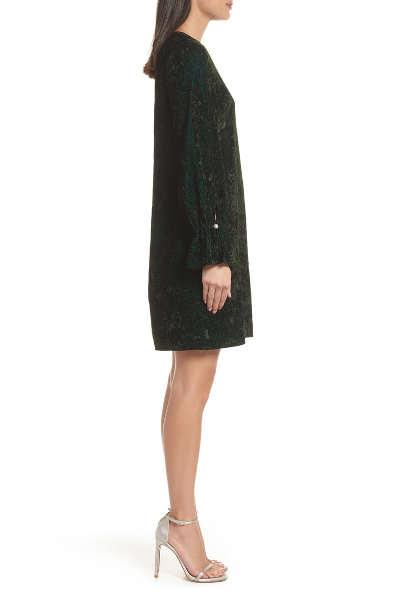 Crushed Velvet Shift Dress, Alternate, color, HUNTER GREEN