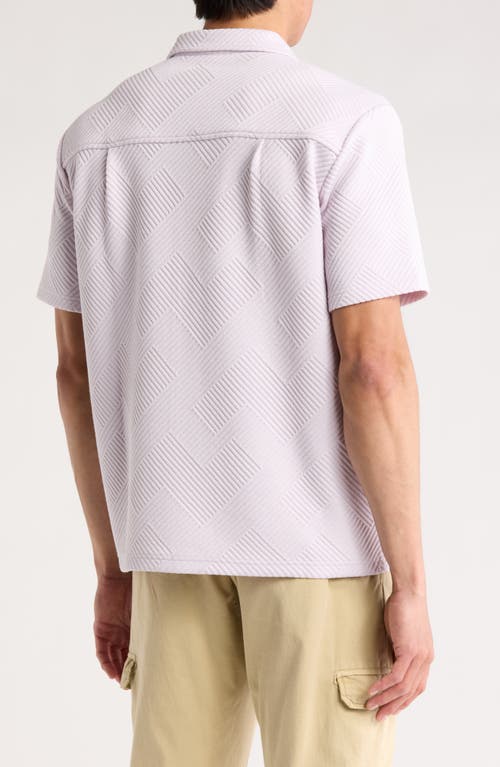Fleece Factory Geometric Jacquard Short Sleeve Button-down Shirt In Dusty Lilac