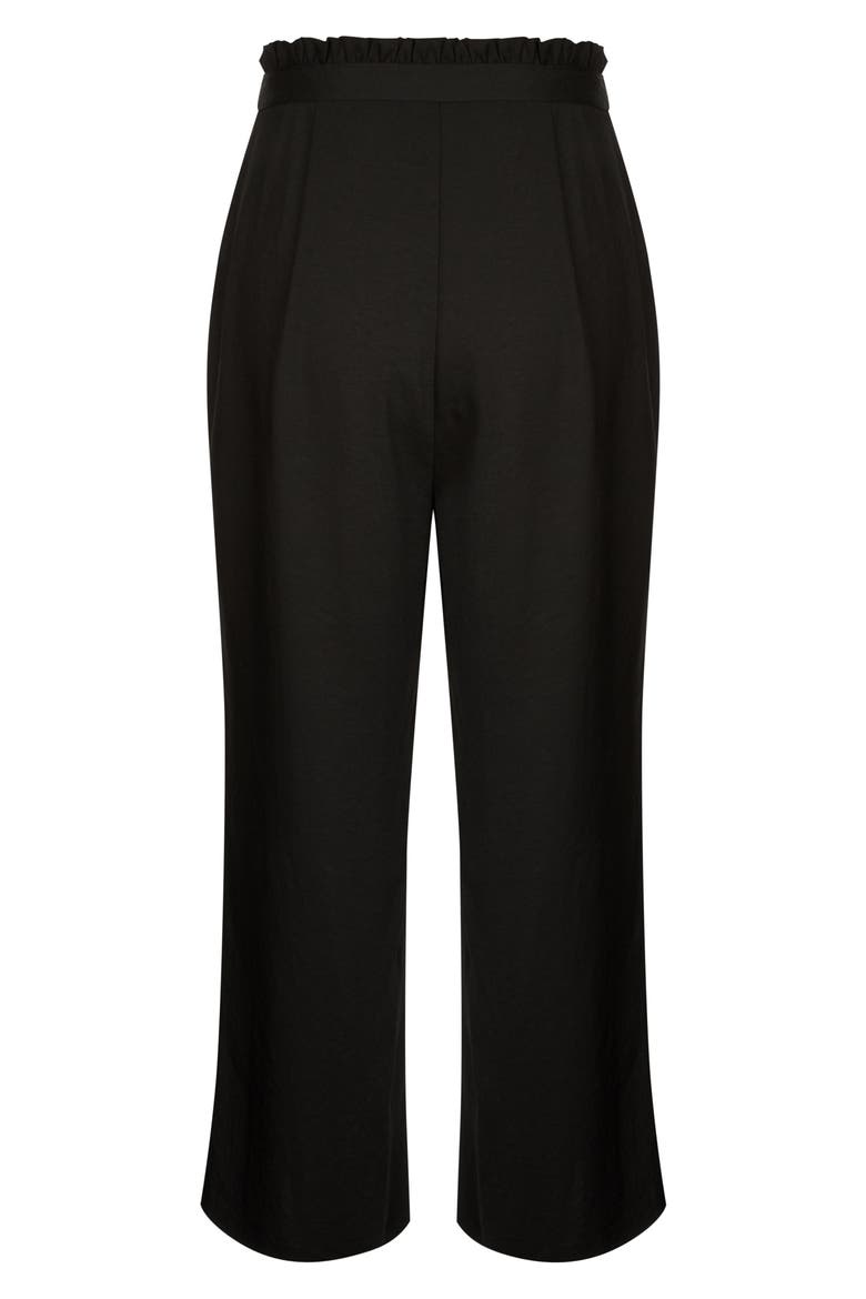 Frilled Waist Crop Pants, Alternate, color, BLACK
