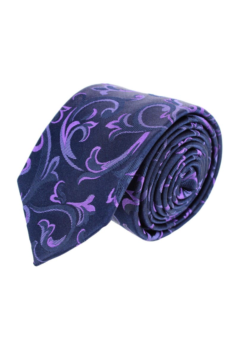Christian the Romantic Brocade Silk Necktie, Main, color, Purple