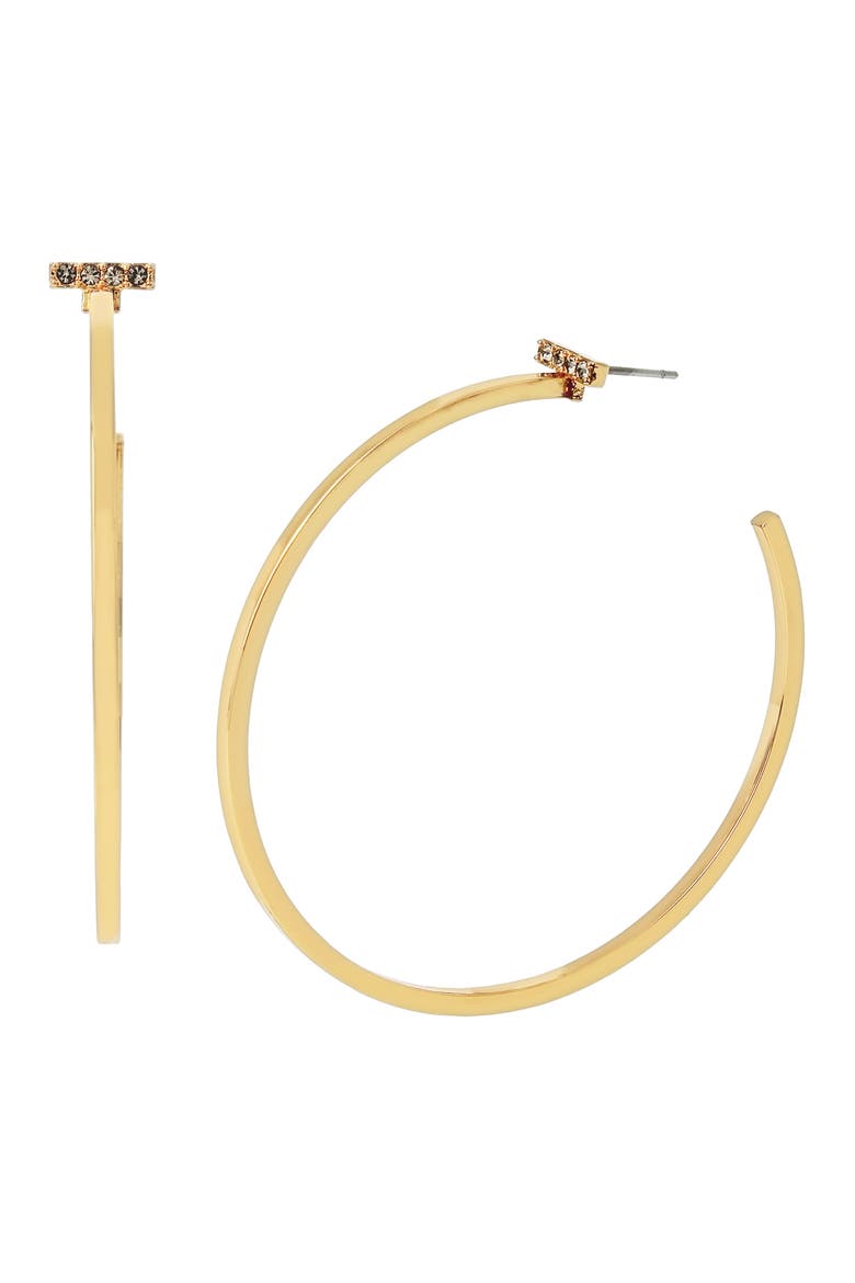Pavé Bar Hoop Earrings, Main, color, BLACK DIAMOND