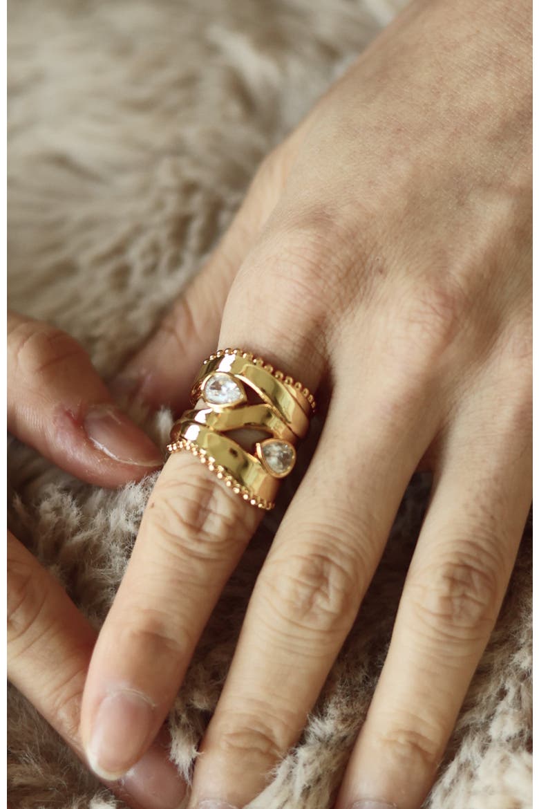 Droplets Ring, Alternate, color, Gold & Crystal Clear