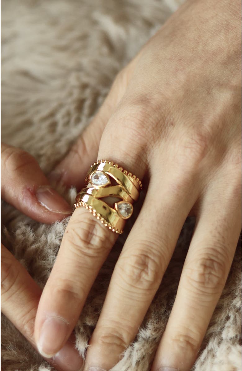 RETRO CHIC Droplets Ring, Alternate, color, Gold & Crystal Clear