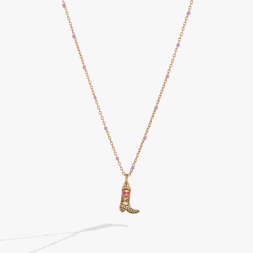 Alex And Ani Barbie Cowboy Boot Pendant Necklace In Gold