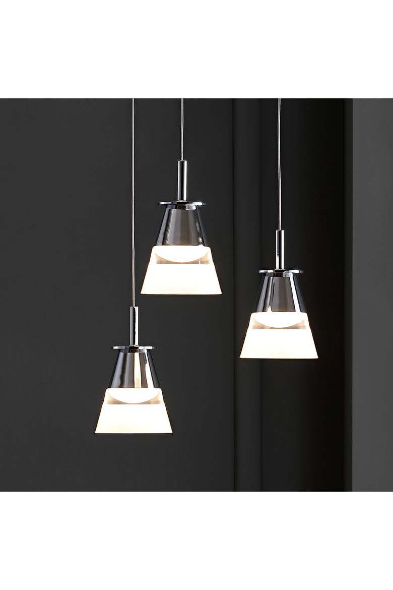 Alain 3-Light Adjustable Cascading Metal Integrated Cluster LED Pendant, Alternate, color, Chrome/White