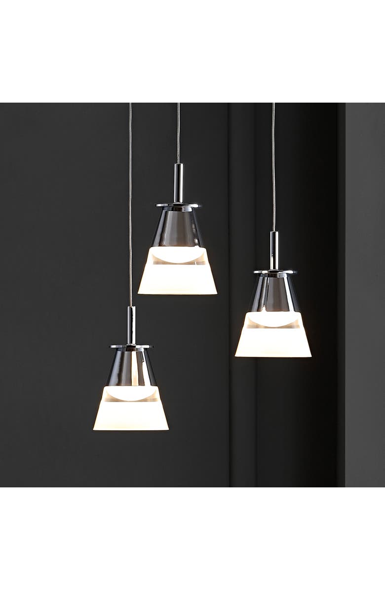 JONATHAN Y Alain 3-Light Adjustable Cascading Metal Integrated Cluster LED Pendant, Alternate, color, Chrome/White