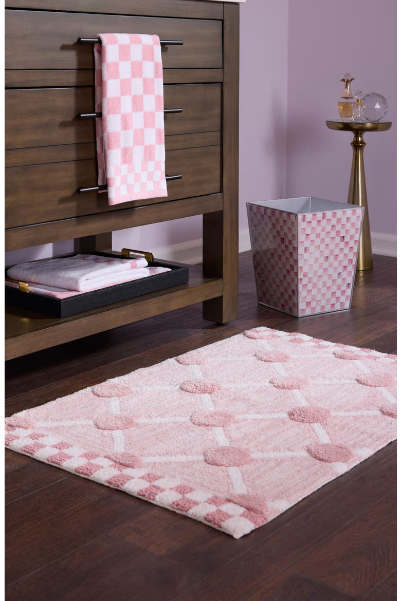 Lattice Dot Bath Rug, Alternate, color, PINK