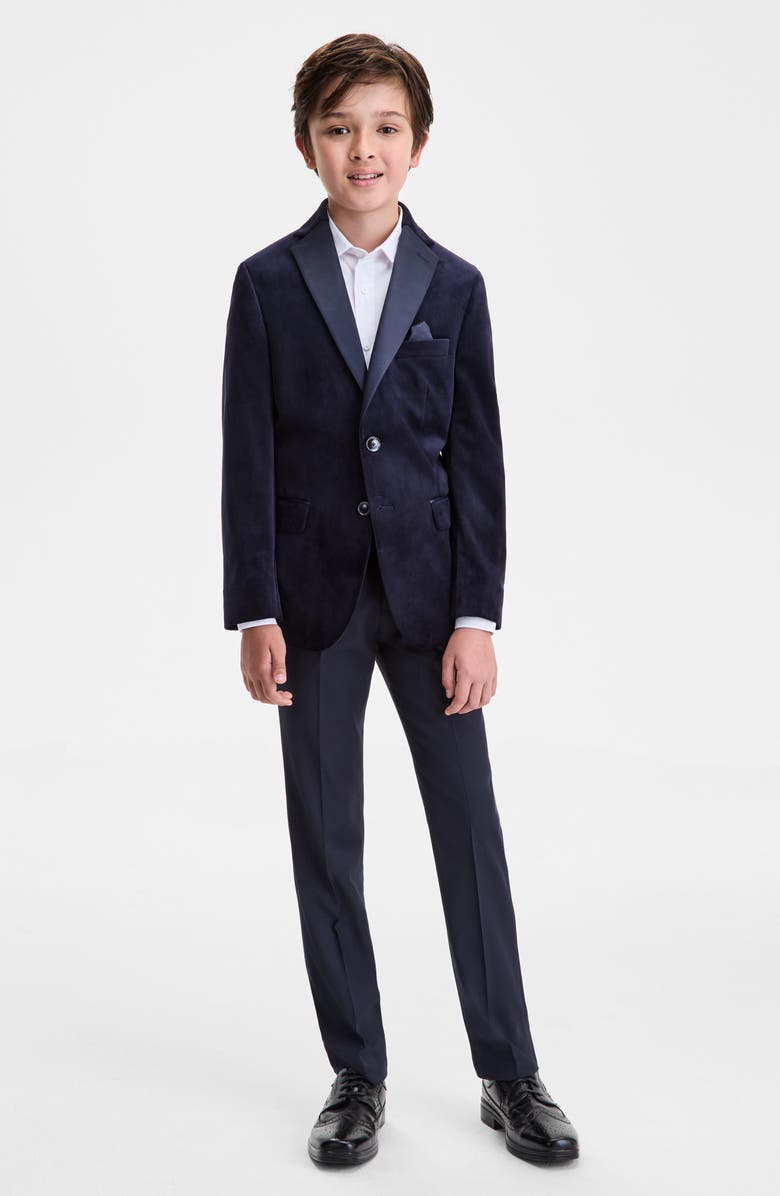 Tallia Kids' Velvet Blazer, Alternate, color, Navy