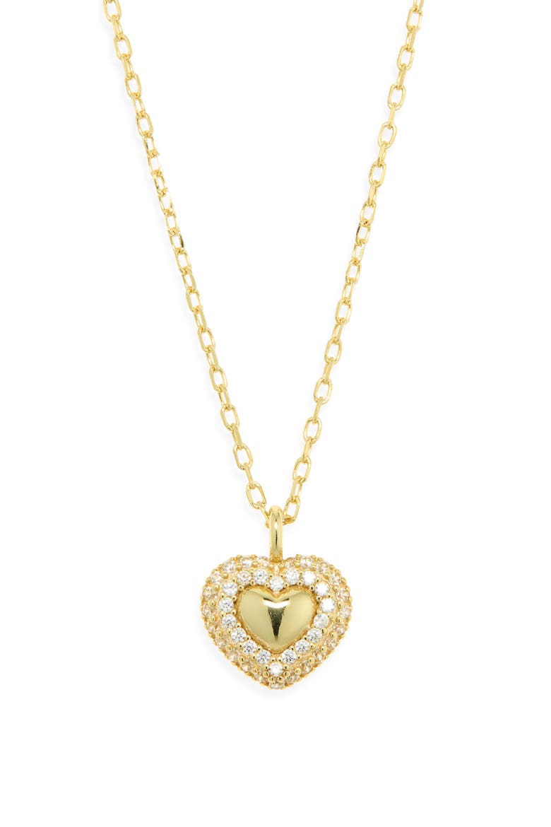 Pavé CZ Heart Pendant Necklace, Alternate, color, GOLD