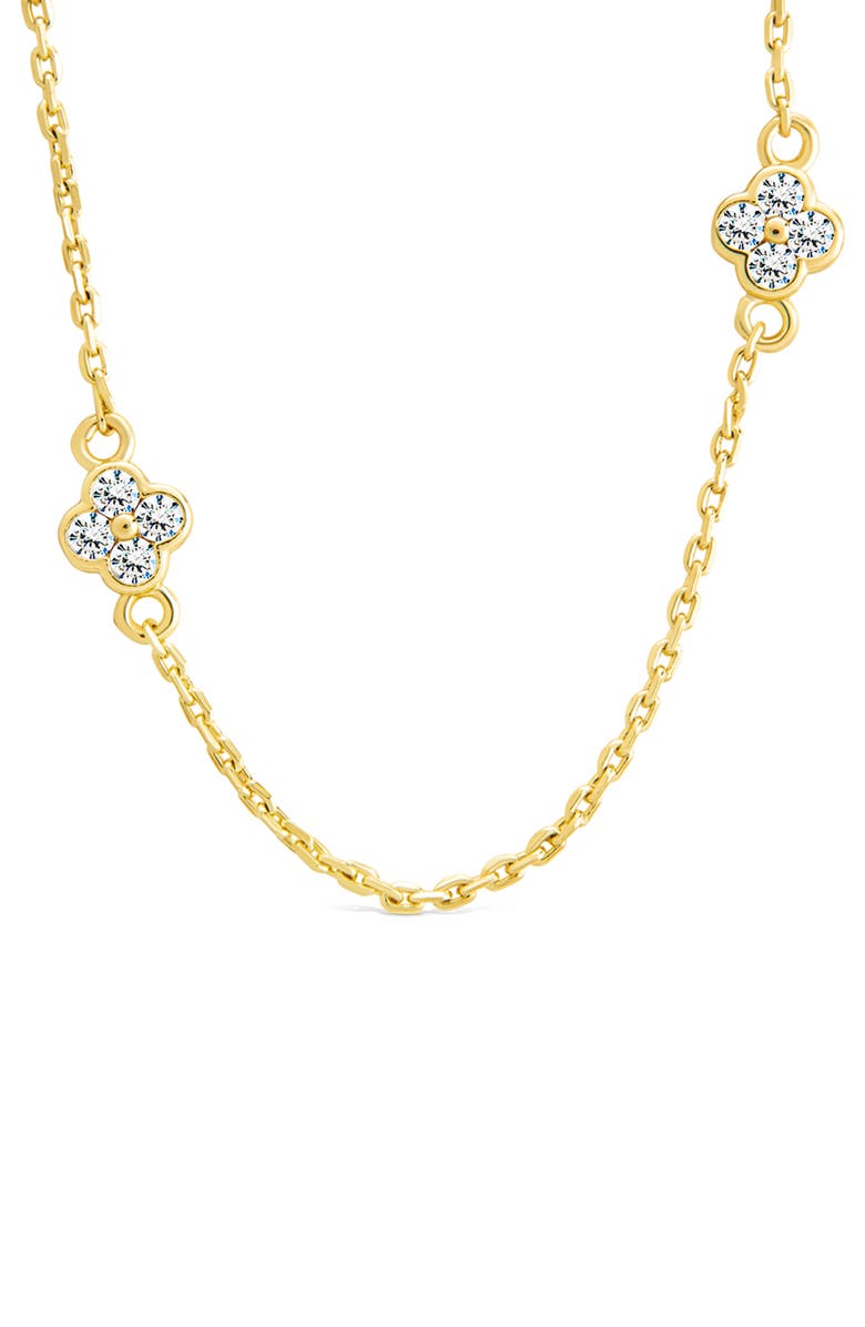 Sterling Forever Honora Cubic Zirconia Petal Station Necklace, Alternate, color, 