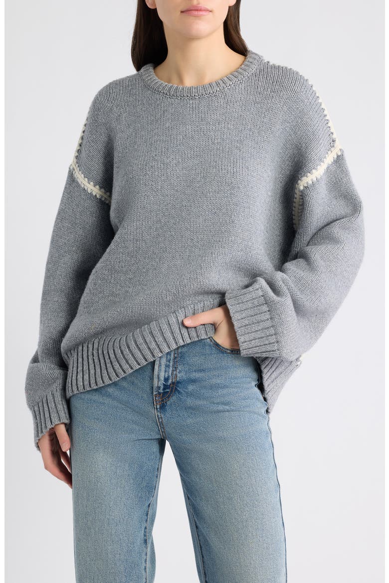 Chantal Stitch Sweater, Main, color, HEATHER GREY