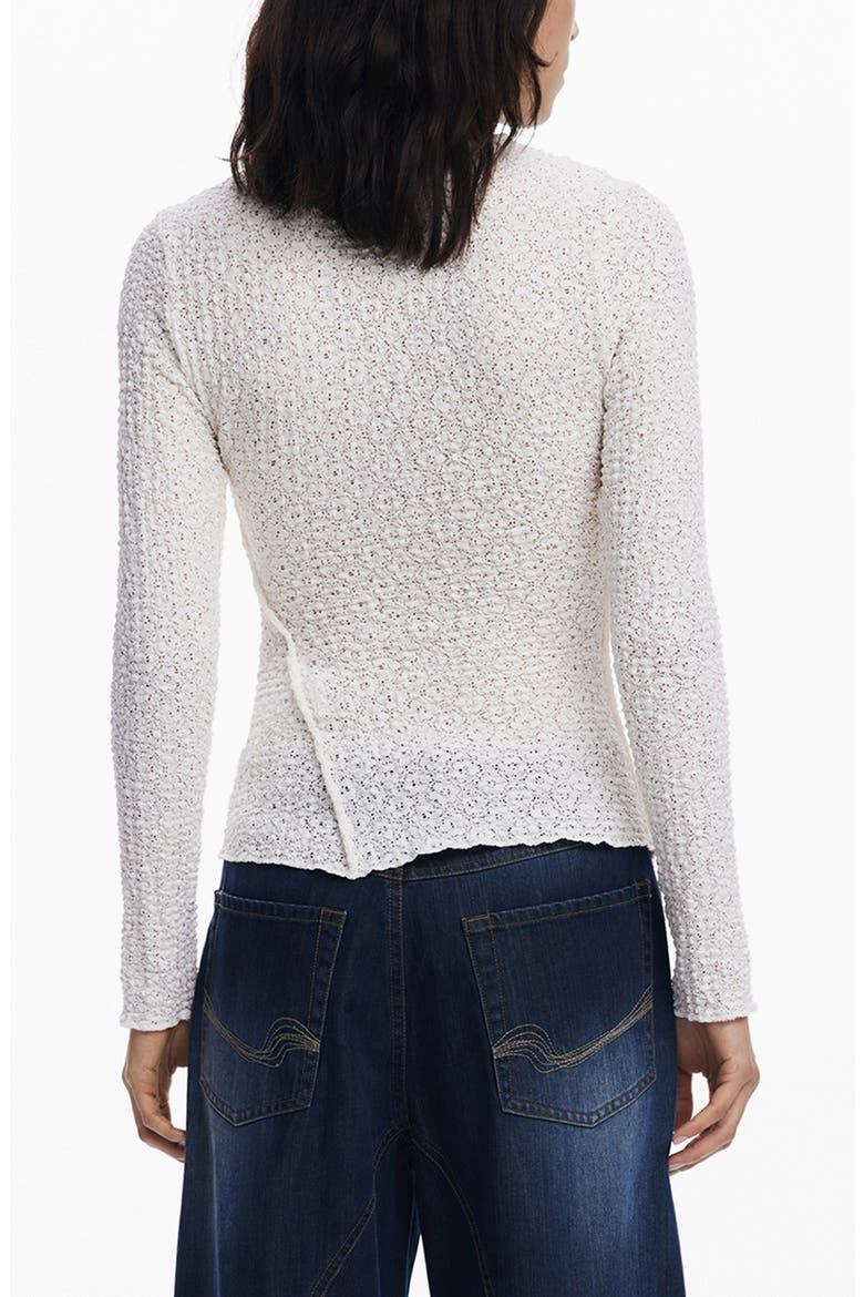 Stretch Lace T-Shirt Long Sleeve T-Shirt, Alternate, color, LIGHT BEIGE