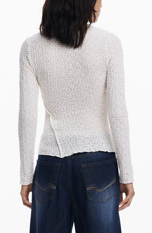 Desigual Stretch Lace T-shirt Long Sleeve T-shirt In White