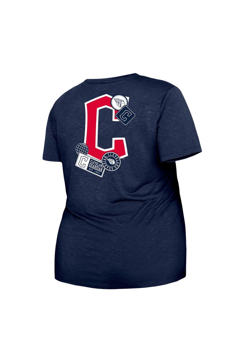 Women's New Era Navy Cleveland Guardians Plus Size Two-Hit Front Knot T-Shirt, Alternate, color, Navy