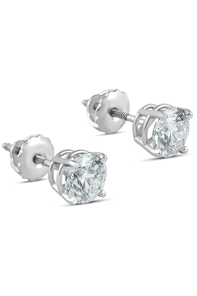 2 Ct 14k Gold Moissanite Screw Back Studs 6mm, Alternate, color, 14k white gold