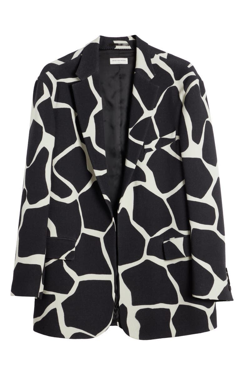 Dries Van Noten Giraffe Print Wool Crepe Blazer, Alternate, color,