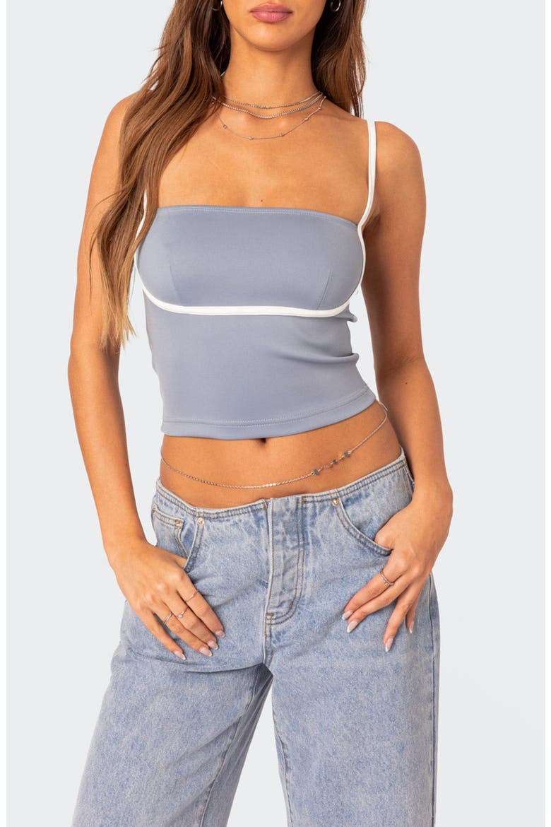 Yang Contrast Strap Crop Camisole, Main, color, BLUE-AND-WHITE