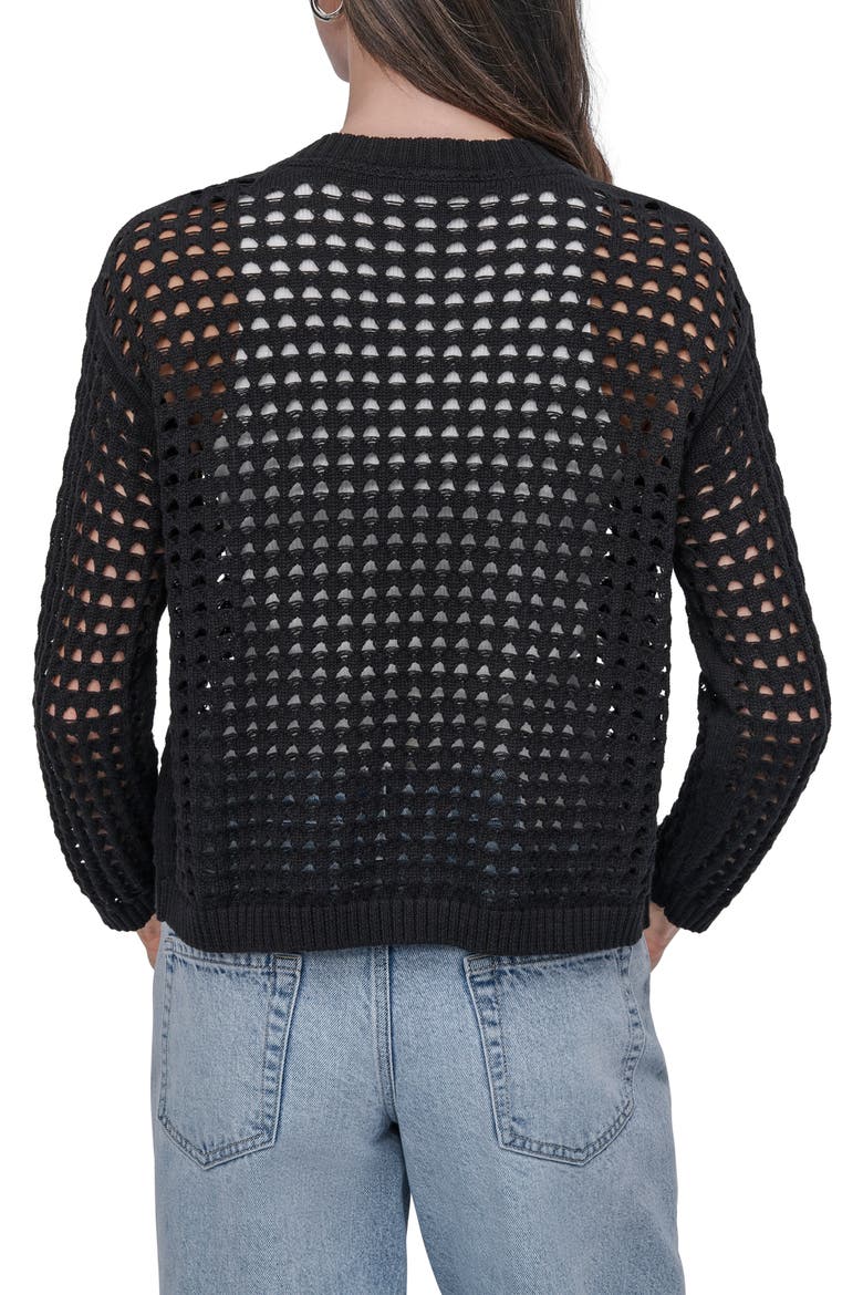 Open Stitch Cotton Cardigan, Alternate, color, BLACK