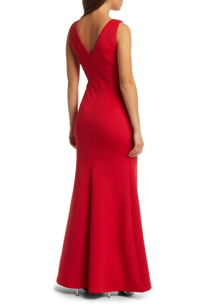 Rhinestone Belt Detail Mermaid Gown, Alternate, color, RED