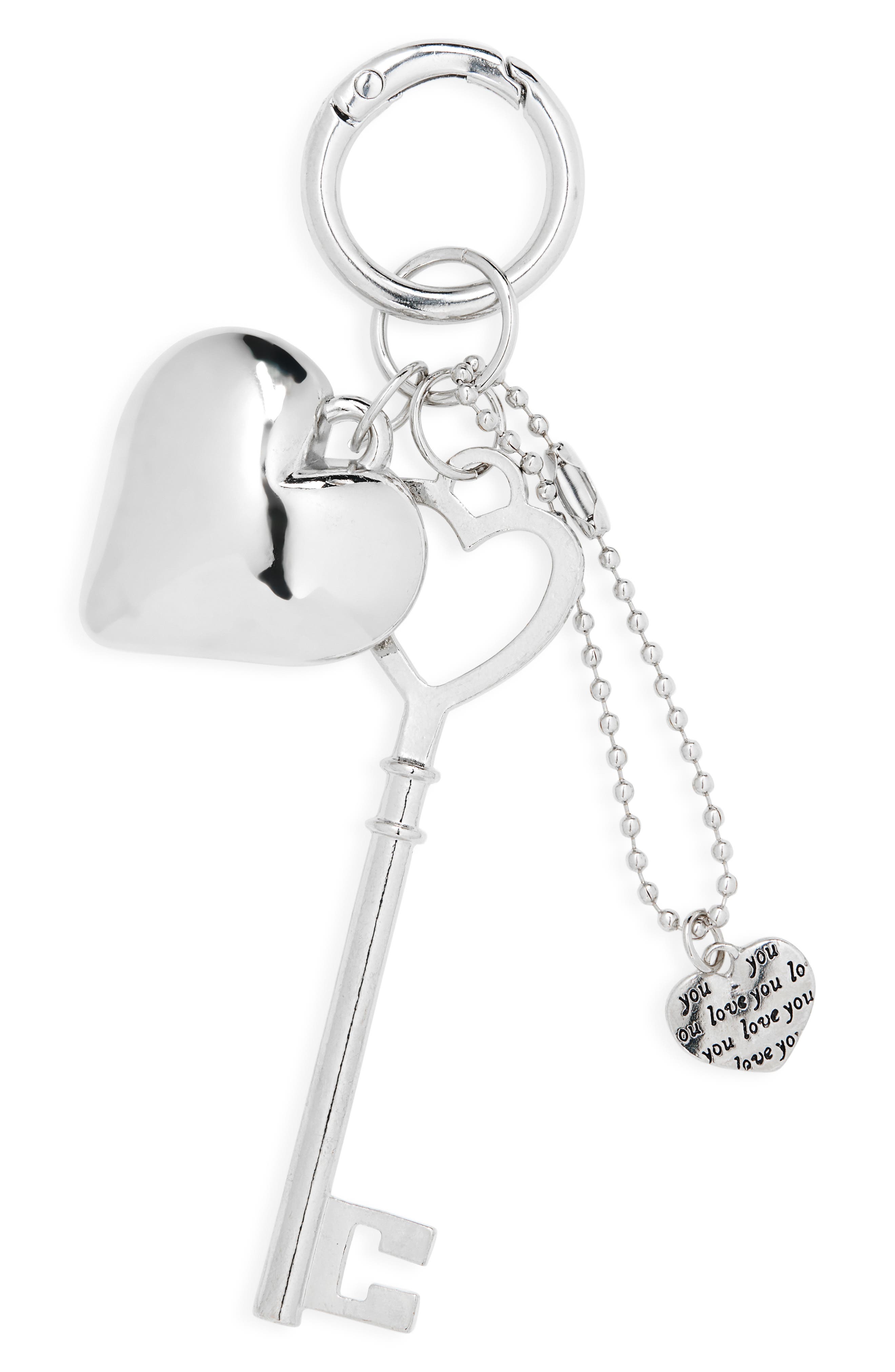 BP. Lock & Key Bag Charm, Main, color, Rhodium