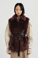 Brunello Cucinelli Lux shearling vest with nappa leather belt and monili