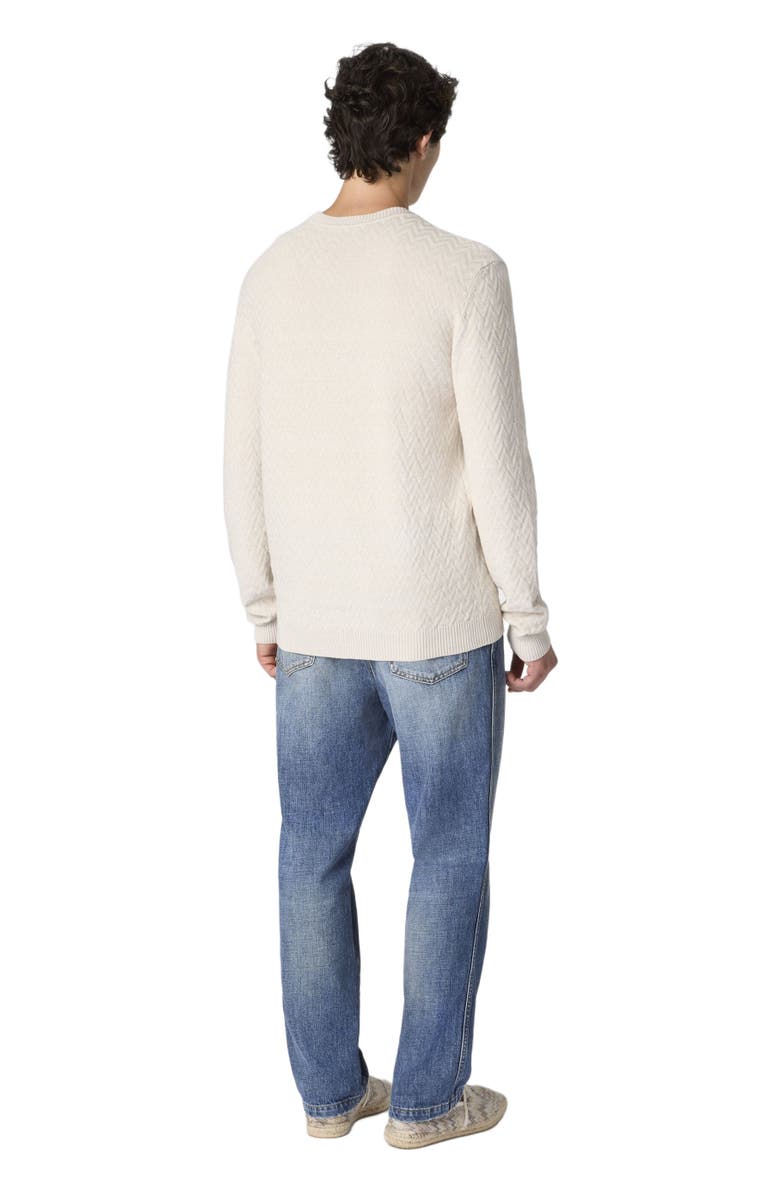 Missoni Crew-neck Wool And Cotton Pullover With Tone-on-tone Zigzag Pattern, Alternate, color, Beige