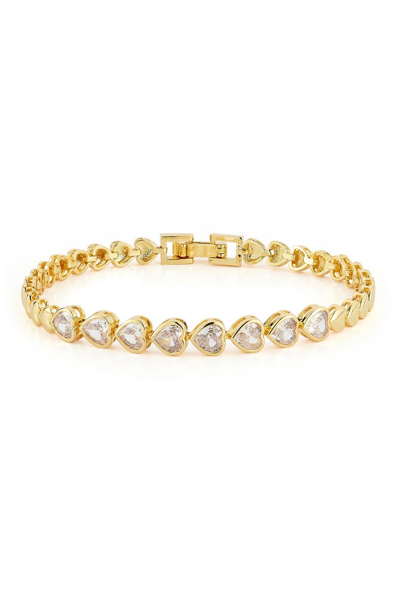 Cubic Zirconia Heart Bracelet, Main, color, GOLD