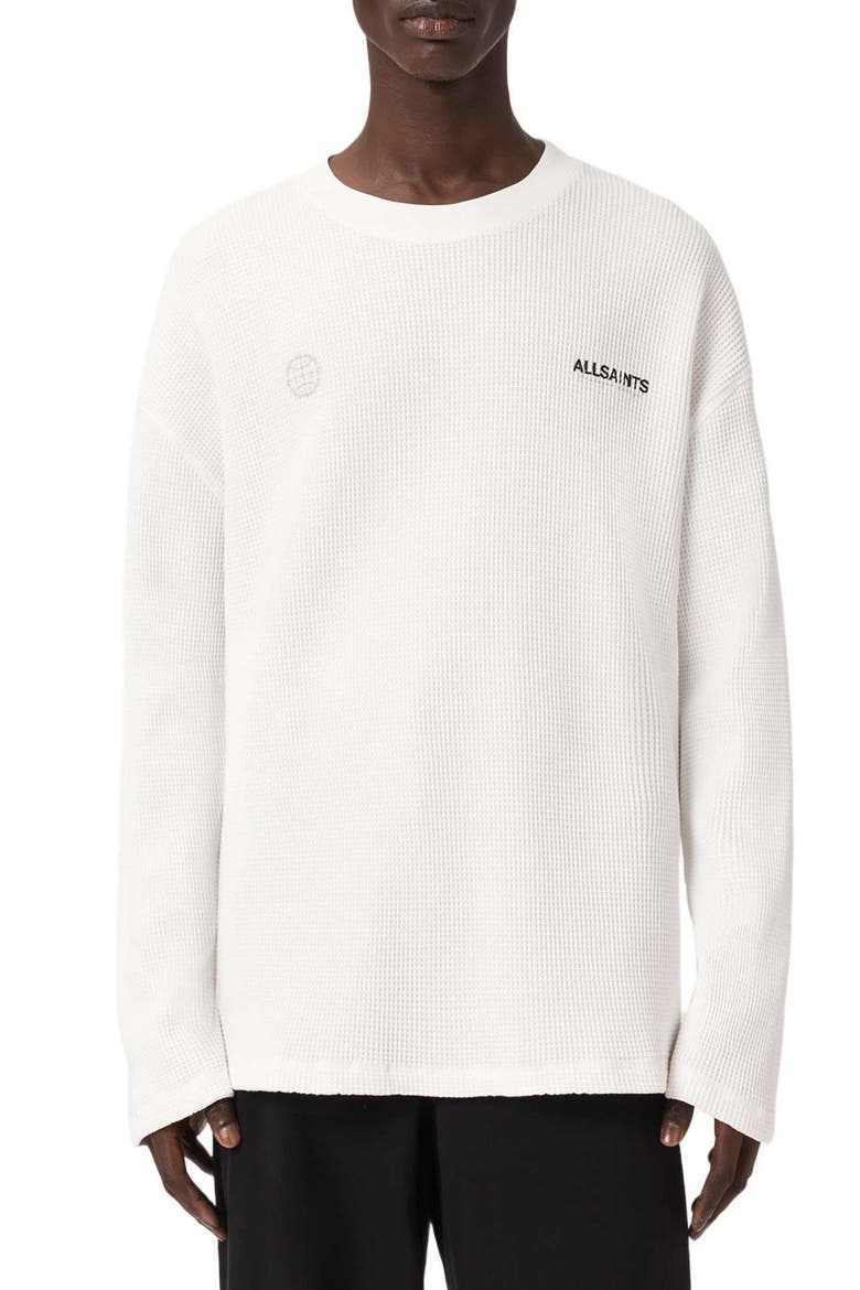 Emblem Logo Waffle Stitch Graphic Sweatshirt, Main, color, COTTAGE WHITE