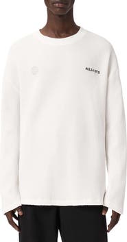 AllSaints Emblem Logo Waffle Stitch Graphic Sweatshirt