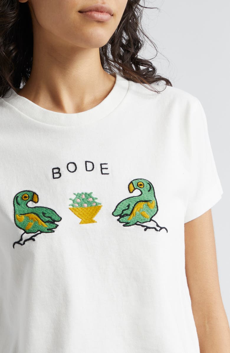 Bode Twin Parakeet Embroidered T-Shirt, Alternate, color,