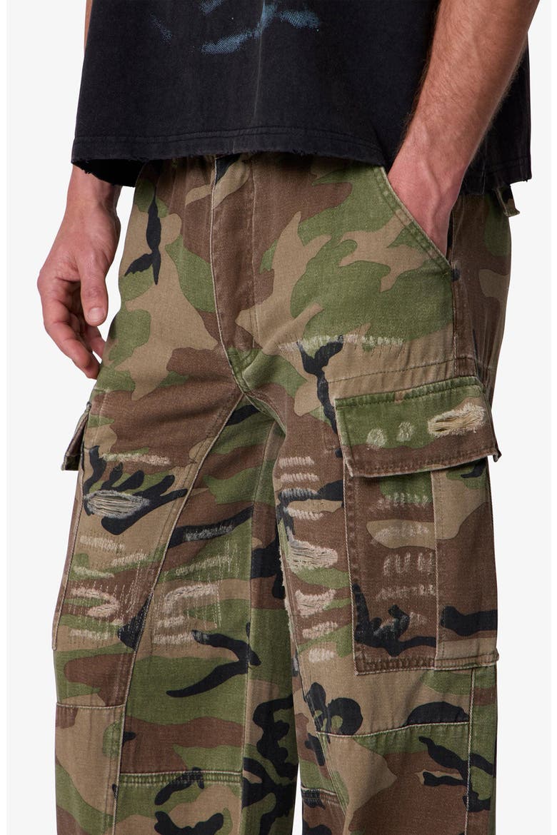 Distressed Wide Leg Camo Cargo Pants, Alternate, color, CAMO