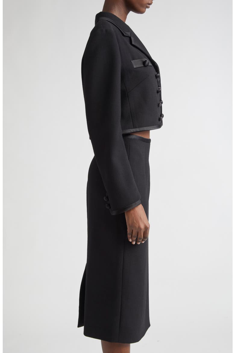Double Breasted Crop Jacket, Alternate, color, N0000 NERO