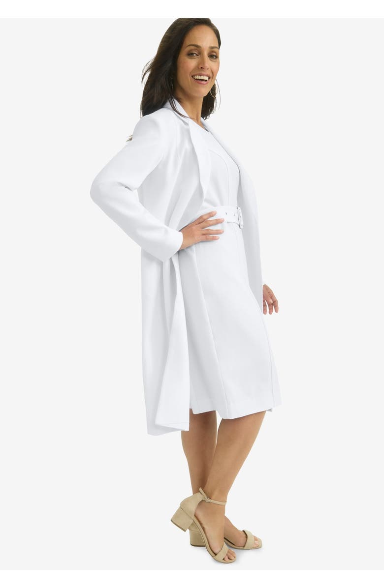 Jessica London Belted Jacket Dress, Alternate, color, White