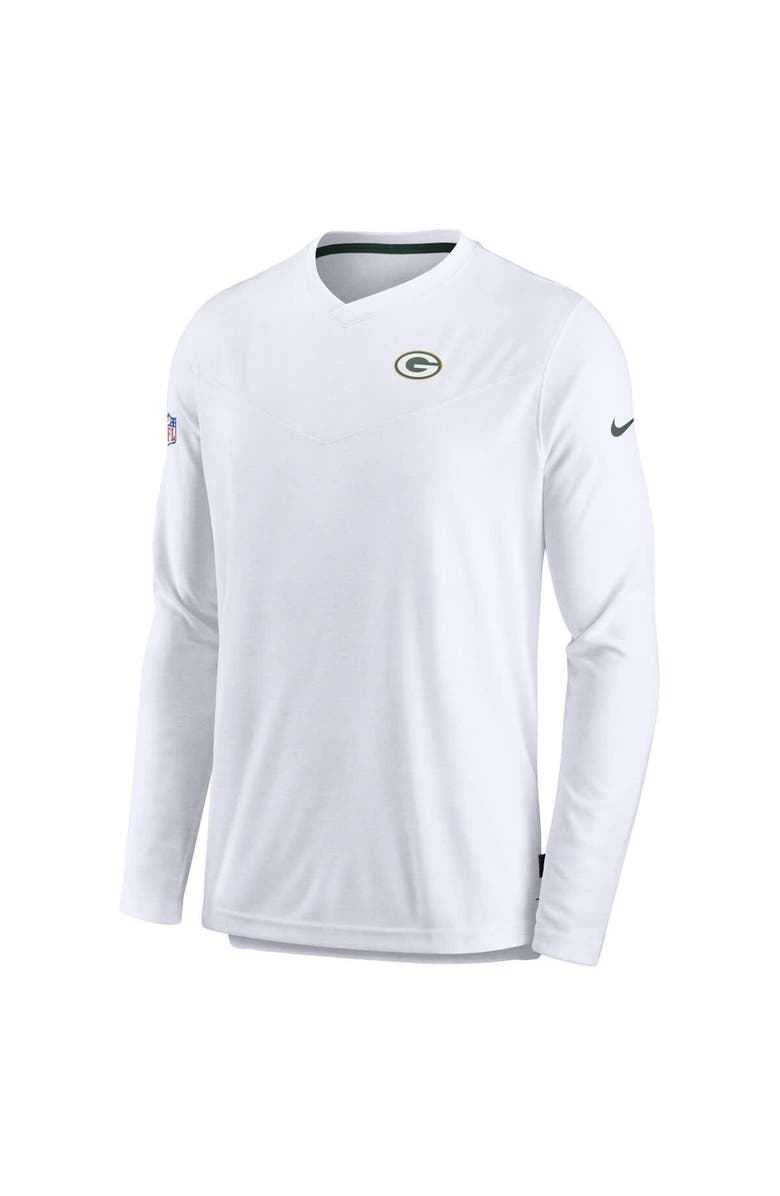 Nike Men's Nike White Green Bay Packers UV Coach Long Sleeve Top, Alternate, color, 